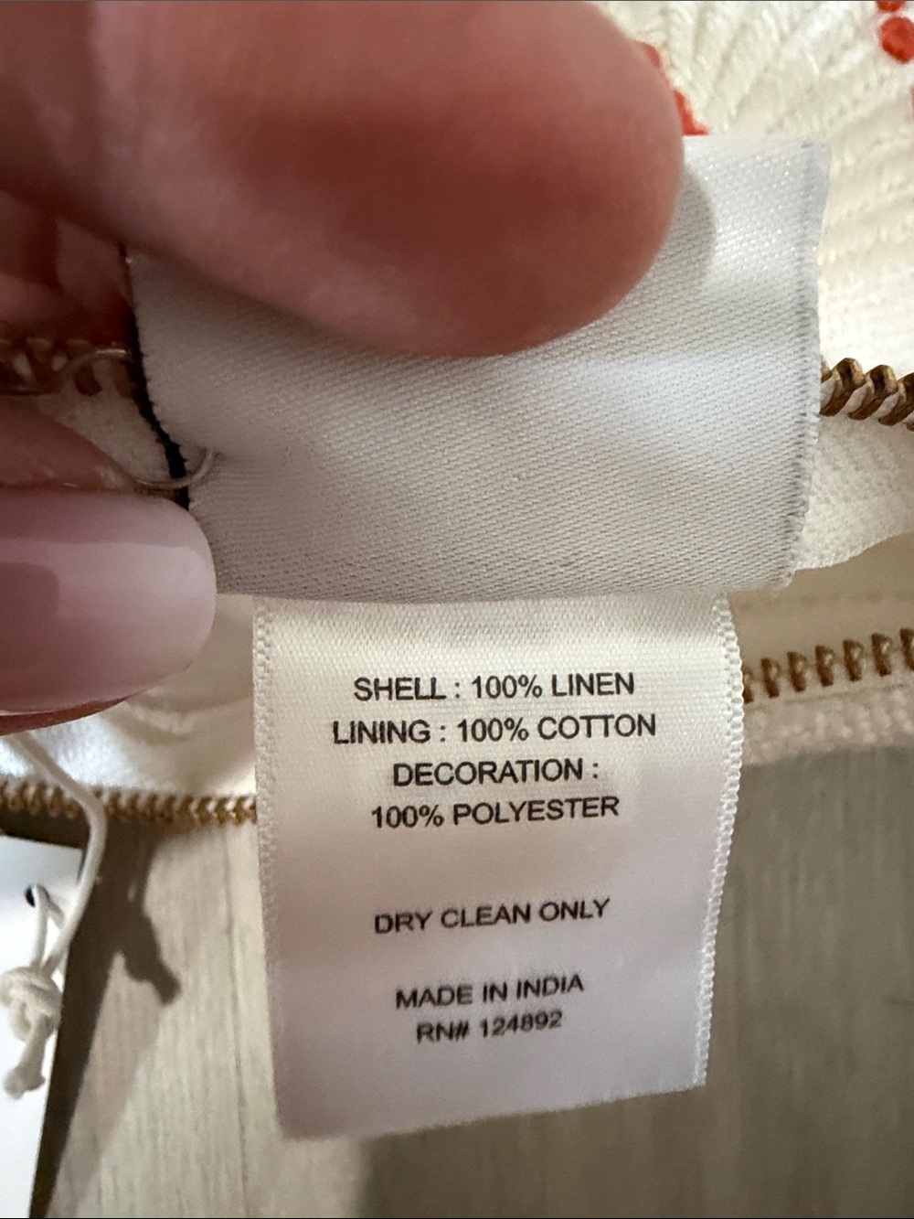NWT Serena & Lily White Pillow Cover with Gold Zipper - Picture 4 of 5